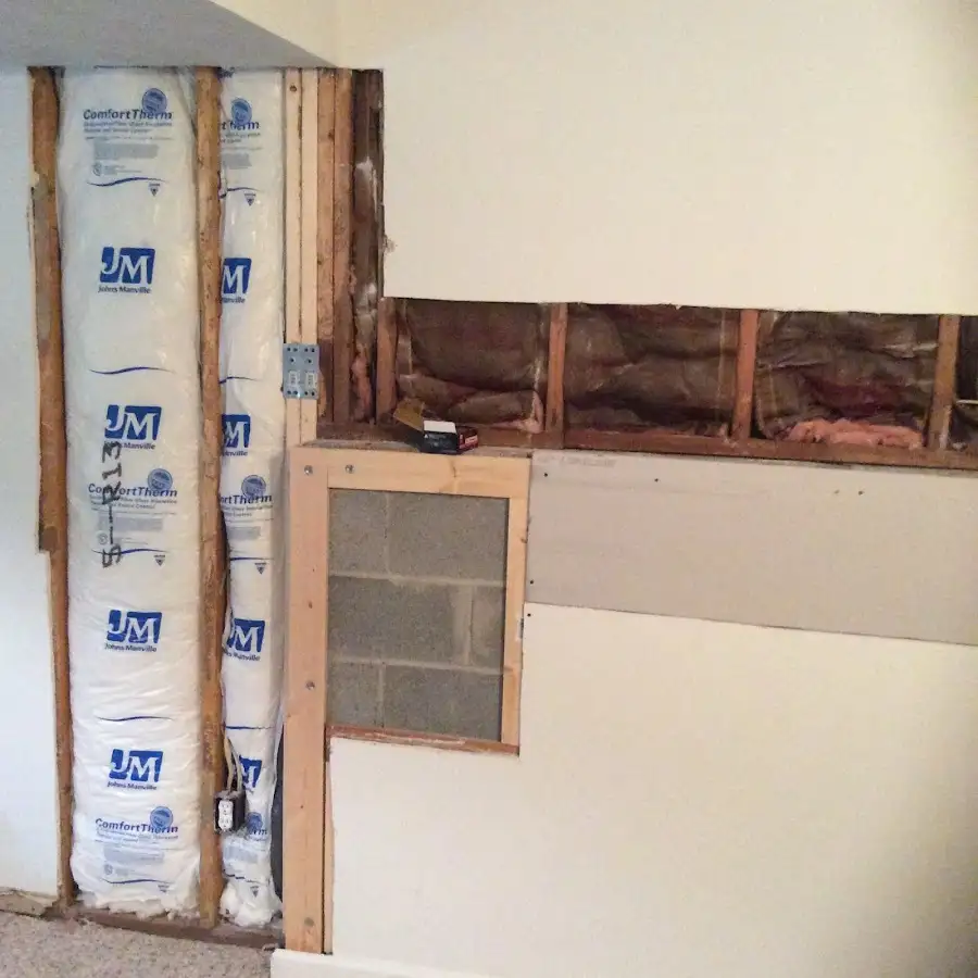 Wall insulation replacement during Basement Flood Cleanup in Clanton